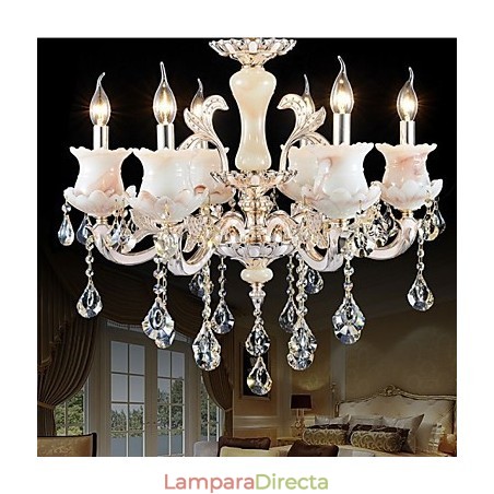 Lámpara colgante de cristal con forma de vela de aleación de zinc de estilo europeo Lámpara colgante de cristal con forma de vela de aleación de zinc de estilo europeo