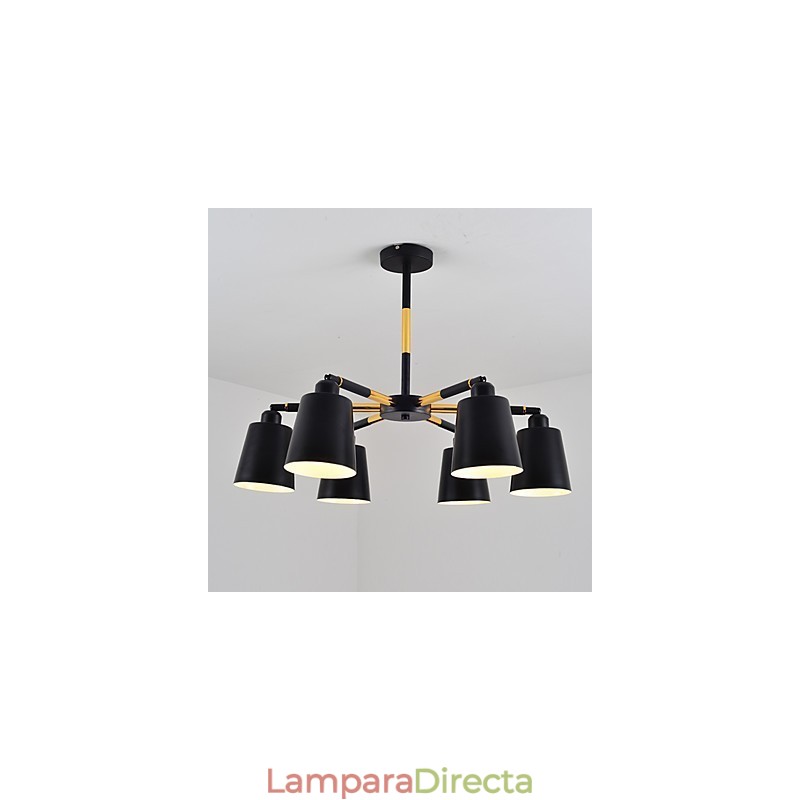 Lámpara colgante con pintura clásica tradicional de estilo mini de madera y bambú.
