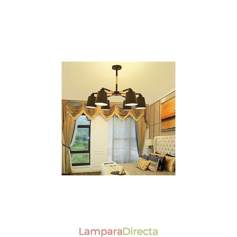 Lámpara colgante con pintura clásica tradicional de estilo mini de madera y bambú.
