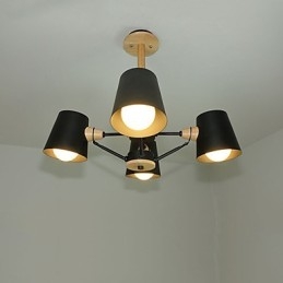 Lámpara de araña de metal con 4 luces, multicolor, de madera de macarrón y pintura vintage.