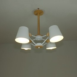 Lámpara de araña de metal con 4 luces, multicolor, de madera de macarrón y pintura vintage.