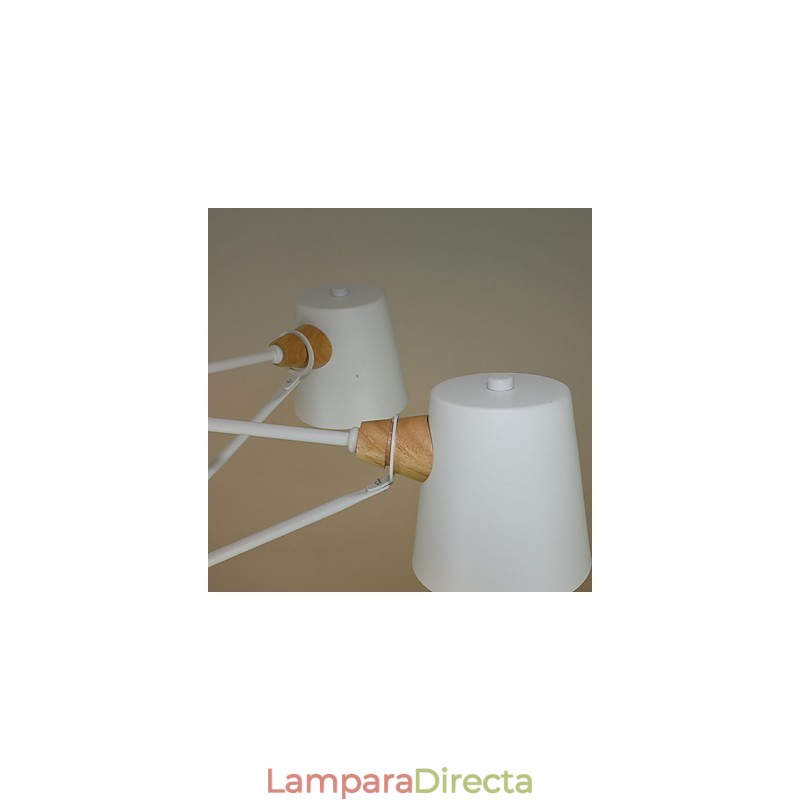 Lámpara de araña de metal con 4 luces, multicolor, de madera de macarrón y pintura vintage.