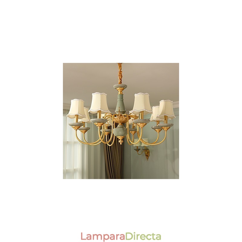 Lámpara de araña decorativa de jade y cobre KP8