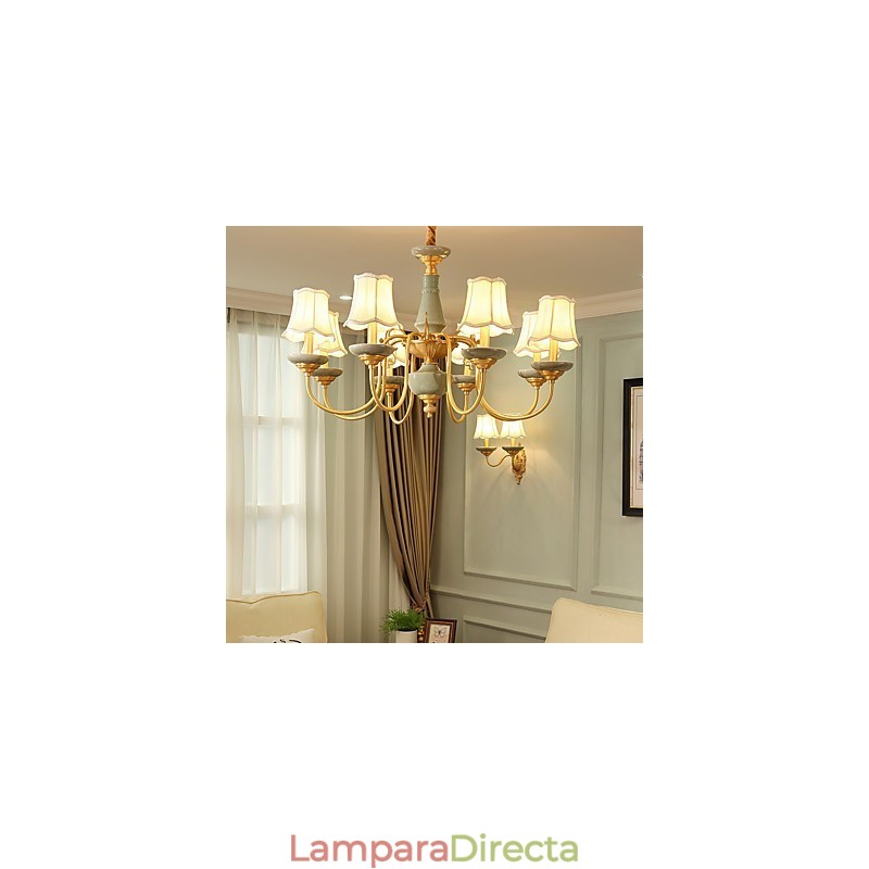 Lámpara de araña decorativa de jade y cobre KP8