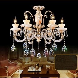 Lámpara colgante de cristal de jade de alta calidad europea, lámpara colgante de aleación de zinc con atmósfera, lámpara de cristal con forma de vela