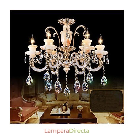 Lámpara colgante de cristal de jade de alta calidad europea, lámpara colgante de aleación de zinc con atmósfera, lámpara de cristal con forma de vela Lámpara colgante de cristal de jade de alta calidad europea, lámpara colgante de aleación de zinc con atmósfera, lámpara de cristal con forma de vela