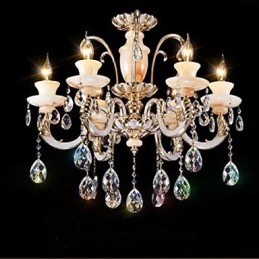 Lámpara colgante de cristal de jade de alta calidad europea, lámpara colgante de aleación de zinc con atmósfera, lámpara de cristal con forma de vela