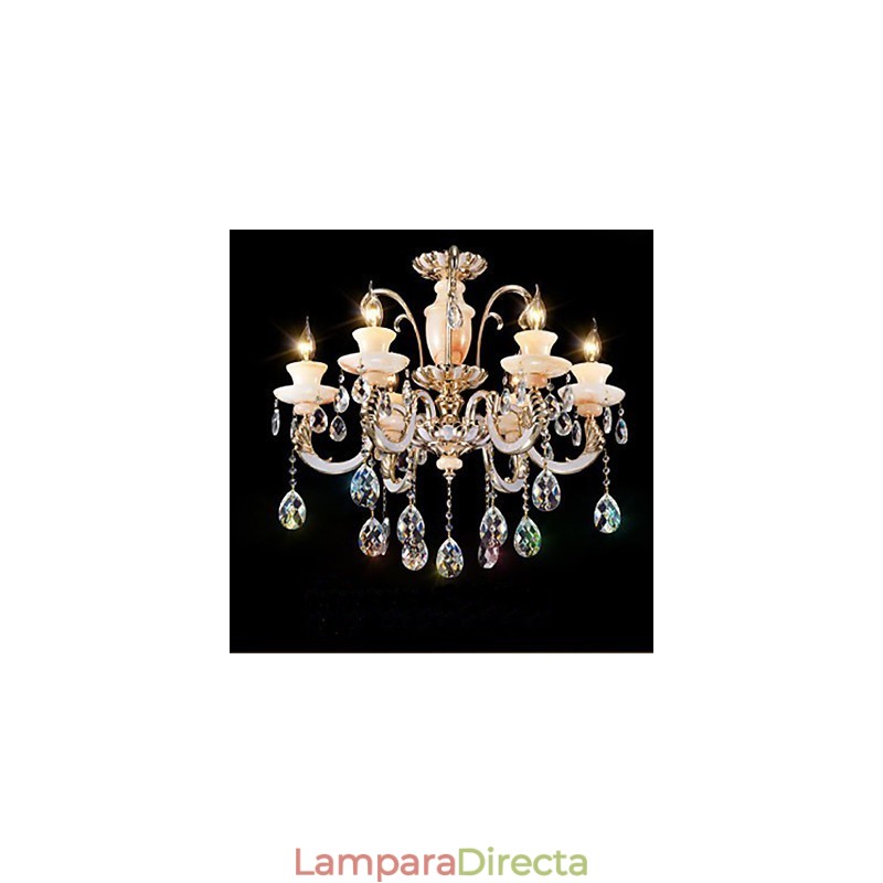 Lámpara colgante de cristal de jade de alta calidad europea, lámpara colgante de aleación de zinc con atmósfera, lámpara de cristal con forma de vela