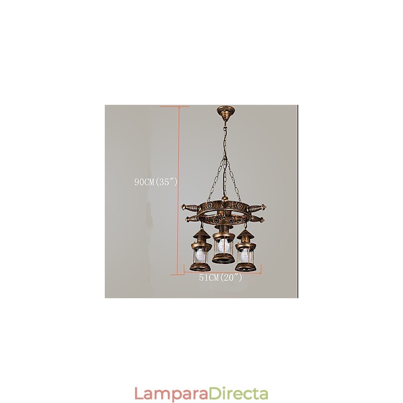 Lámpara de araña de metal con diseño de globo terráqueo estilo rústico vintage retro para diseñadores de estilo mini