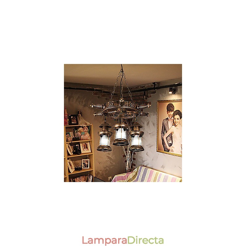 Lámpara de araña de metal con diseño de globo terráqueo estilo rústico vintage retro para diseñadores de estilo mini