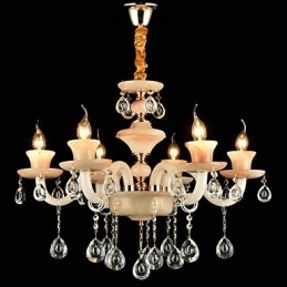 Lámpara de araña de metal estilo mini de cristal con acabado galvanizado clásico tradicional