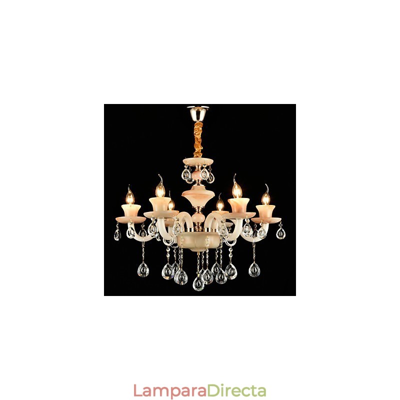 Lámpara de araña de metal estilo mini de cristal con acabado galvanizado clásico tradicional