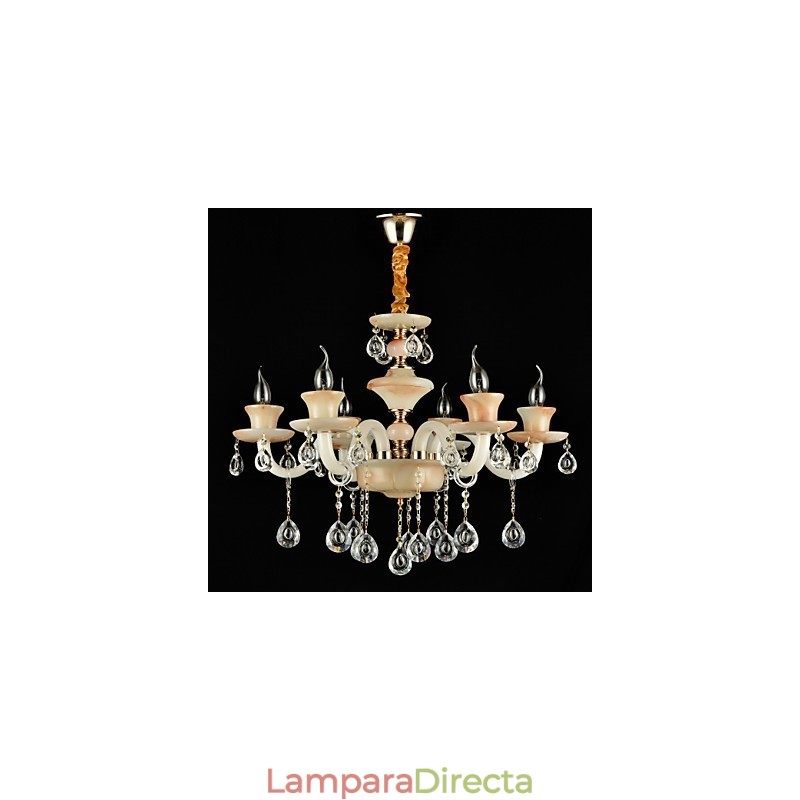 Lámpara de araña de metal estilo mini de cristal con acabado galvanizado clásico tradicional