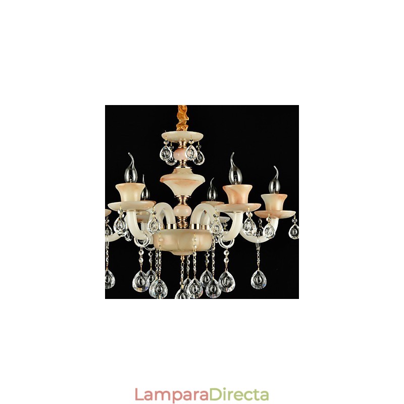 Lámpara de araña de metal estilo mini de cristal con acabado galvanizado clásico tradicional