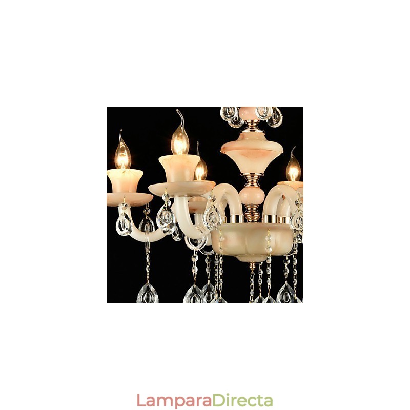 Lámpara de araña de metal estilo mini de cristal con acabado galvanizado clásico tradicional