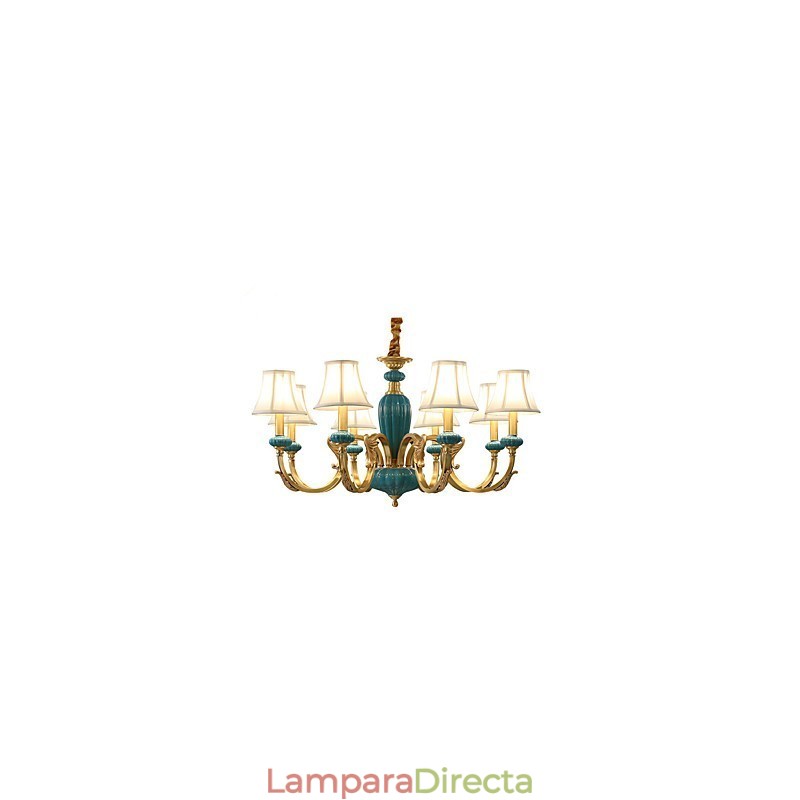 Lámpara de araña de cobre, lámpara de araña decorativa de jade KP