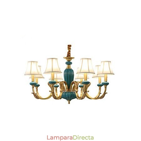 Lámpara de araña de cobre, lámpara de araña decorativa de jade KP Lámpara de araña de cobre, lámpara de araña decorativa de jade KP