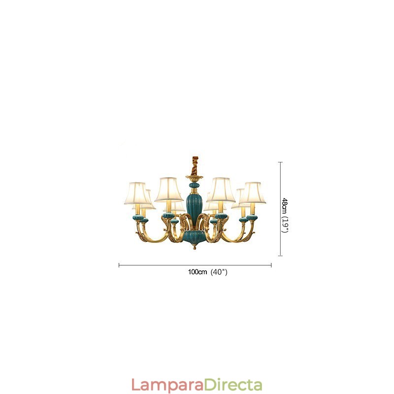 Lámpara de araña de cobre, lámpara de araña decorativa de jade KP