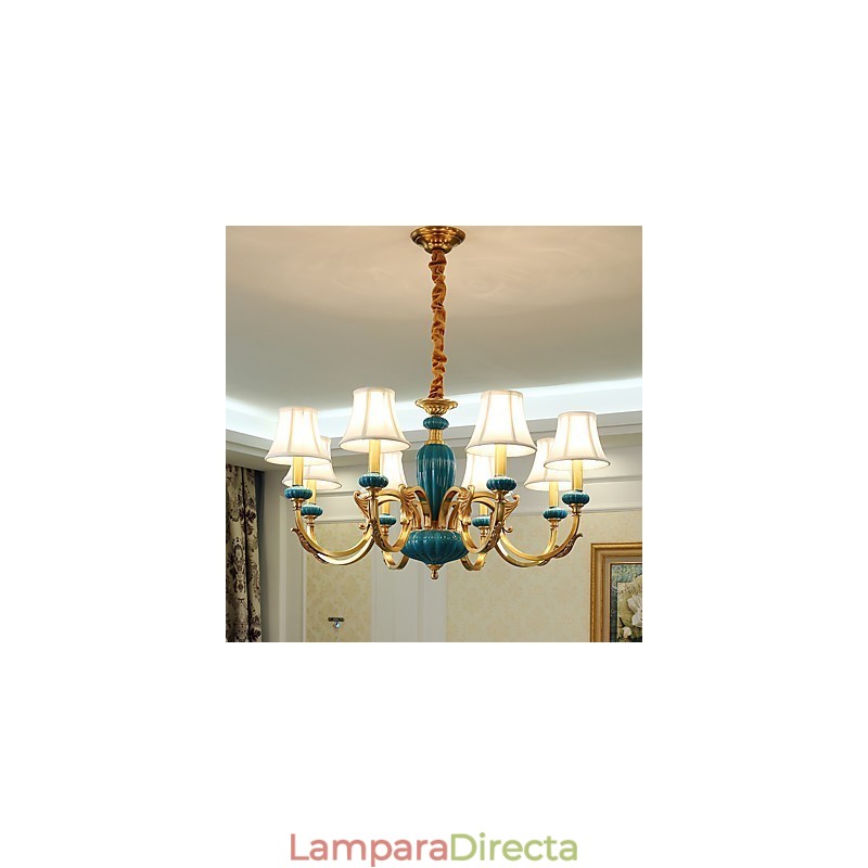 Lámpara de araña de cobre, lámpara de araña decorativa de jade KP