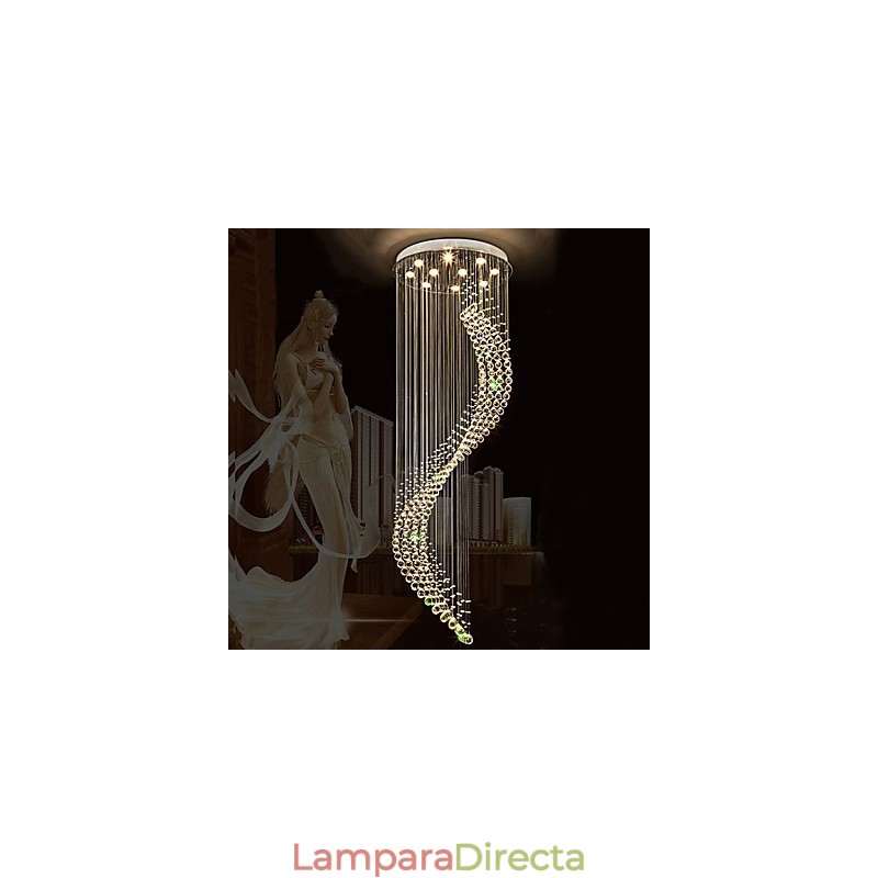 Lámpara colgante de techo de cristal moderna para interiores, iluminación para el hogar, lámparas de araña, accesorios, bombillas de 3 W, color blanco cálido.