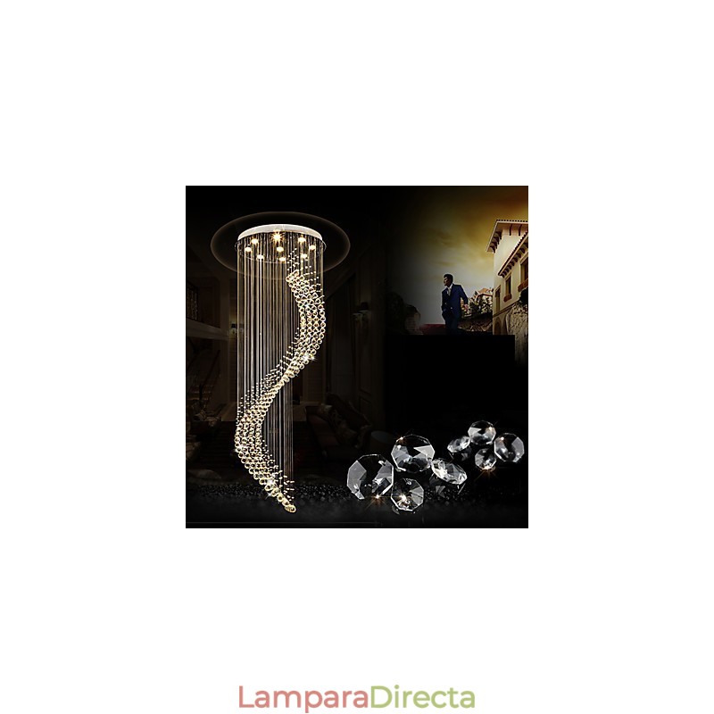 Lámpara colgante de techo de cristal moderna para interiores, iluminación para el hogar, lámparas de araña, accesorios, bombillas de 3 W, color blanco cálido.