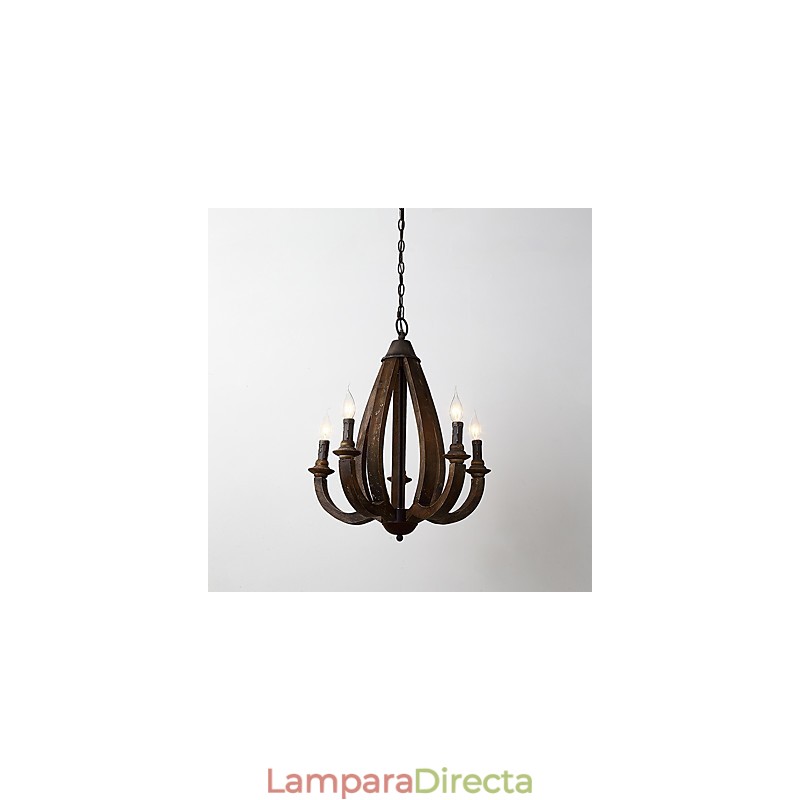 Lámpara colgante decorativa de madera de bambú estilo mini con pintura vintage