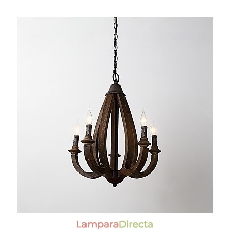 Lámpara colgante decorativa de madera de bambú estilo mini con pintura vintage Lámpara colgante decorativa de madera de bambú estilo mini con pintura vintage