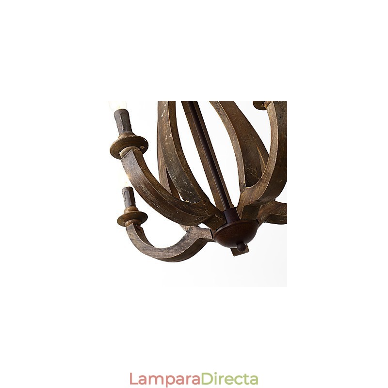 Lámpara colgante decorativa de madera de bambú estilo mini con pintura vintage