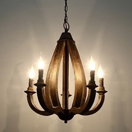 Lámpara colgante decorativa de madera de bambú estilo mini con pintura vintage