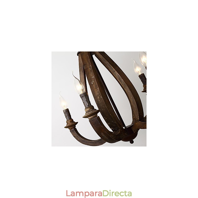 Lámpara colgante decorativa de madera de bambú estilo mini con pintura vintage