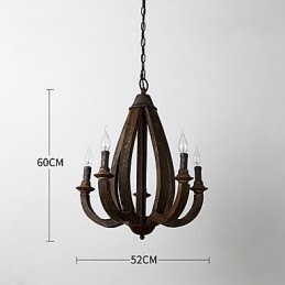 Lámpara colgante decorativa de madera de bambú estilo mini con pintura vintage