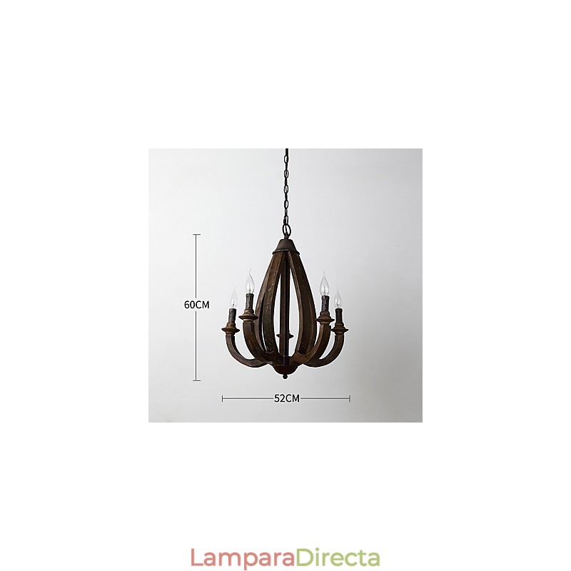 Lámpara colgante decorativa de madera de bambú estilo mini con pintura vintage