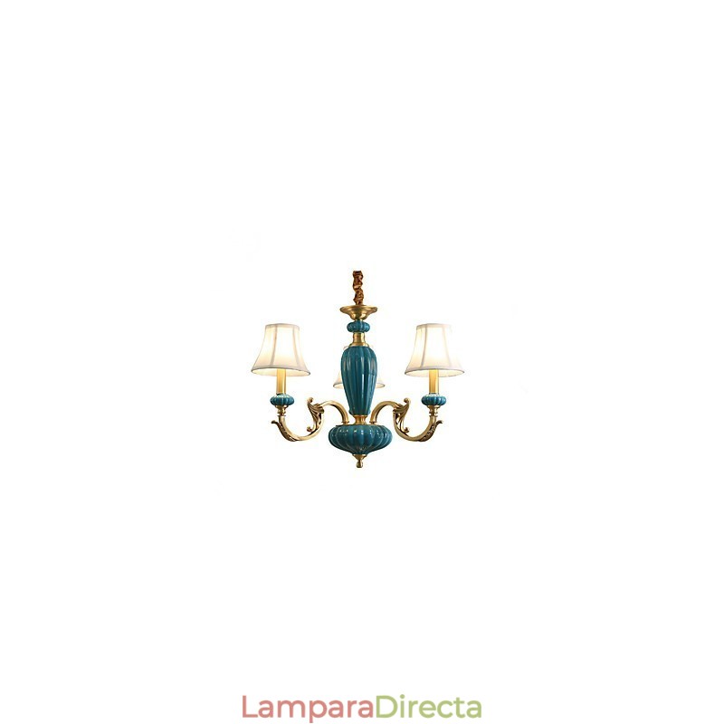 Lámpara de araña de cobre, lámpara decorativa de jade OP