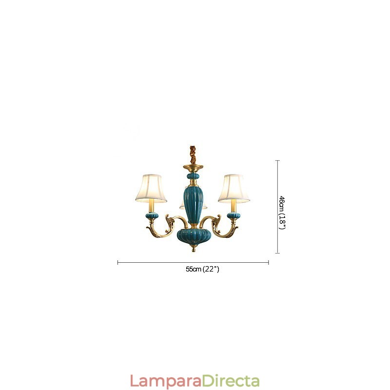 Lámpara de araña de cobre, lámpara decorativa de jade OP
