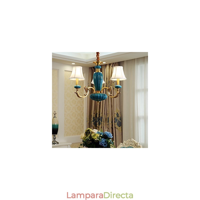 Lámpara de araña de cobre, lámpara decorativa de jade OP