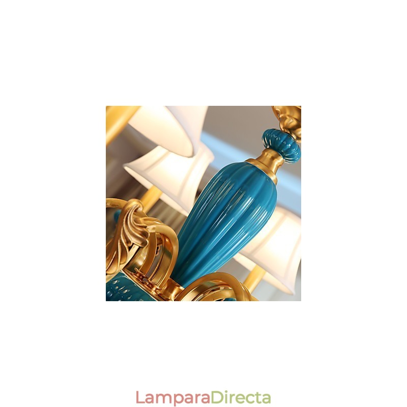 Lámpara de araña de cobre, lámpara decorativa de jade OP
