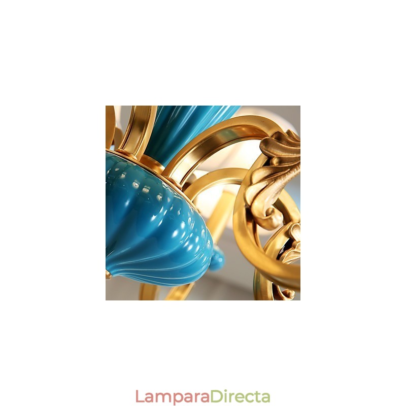 Lámpara de araña de cobre, lámpara decorativa de jade OP