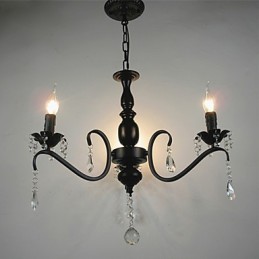 Lámpara de araña de cristal de estilo europeo, de hierro forjado, con velas y linternas creativas.