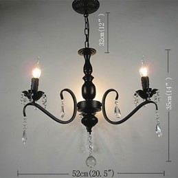 Lámpara de araña de cristal de estilo europeo, de hierro forjado, con velas y linternas creativas.