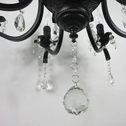 Lámpara de araña de cristal de estilo europeo, de hierro forjado, con velas y linternas creativas.