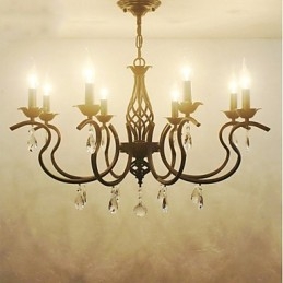Lámpara de araña de cristal de estilo europeo para comedor, sencilla, creativa, con velas, lámparas y linternas, iluminación novedosa.