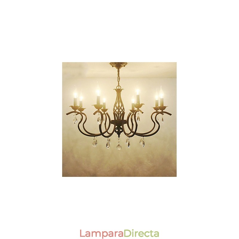 Lámpara de araña de cristal de estilo europeo para comedor, sencilla, creativa, con velas, lámparas y linternas, iluminación novedosa.