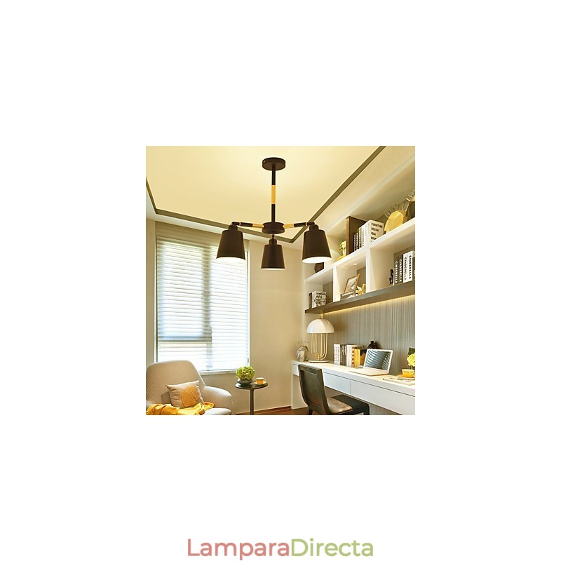 Lámpara colgante con pintura clásica tradicional de estilo mini de madera y bambú.