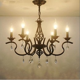Lámpara de araña de cristal de estilo europeo para comedor, sencilla, creativa, con velas, lámparas y linternas, iluminación novedosa.