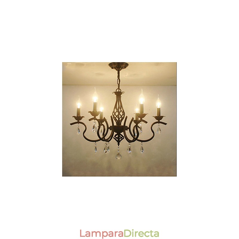 Lámpara de araña de cristal de estilo europeo para comedor, sencilla, creativa, con velas, lámparas y linternas, iluminación novedosa.