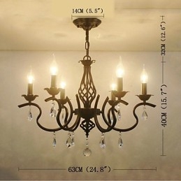 Lámpara de araña de cristal de estilo europeo para comedor, sencilla, creativa, con velas, lámparas y linternas, iluminación novedosa.