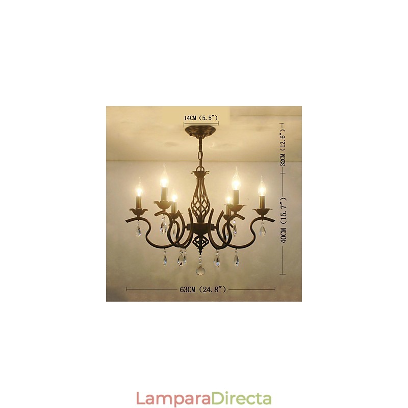 Lámpara de araña de cristal de estilo europeo para comedor, sencilla, creativa, con velas, lámparas y linternas, iluminación novedosa.