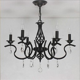 Lámpara de araña de cristal de estilo europeo para comedor, sencilla, creativa, con velas, lámparas y linternas, iluminación novedosa.