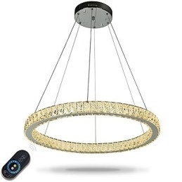 Lámpara colgante de techo con anillo regulable, moderna lámpara de araña para interiores con control remoto