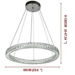 Lámpara colgante de techo con anillo regulable, moderna lámpara de araña para interiores con control remoto